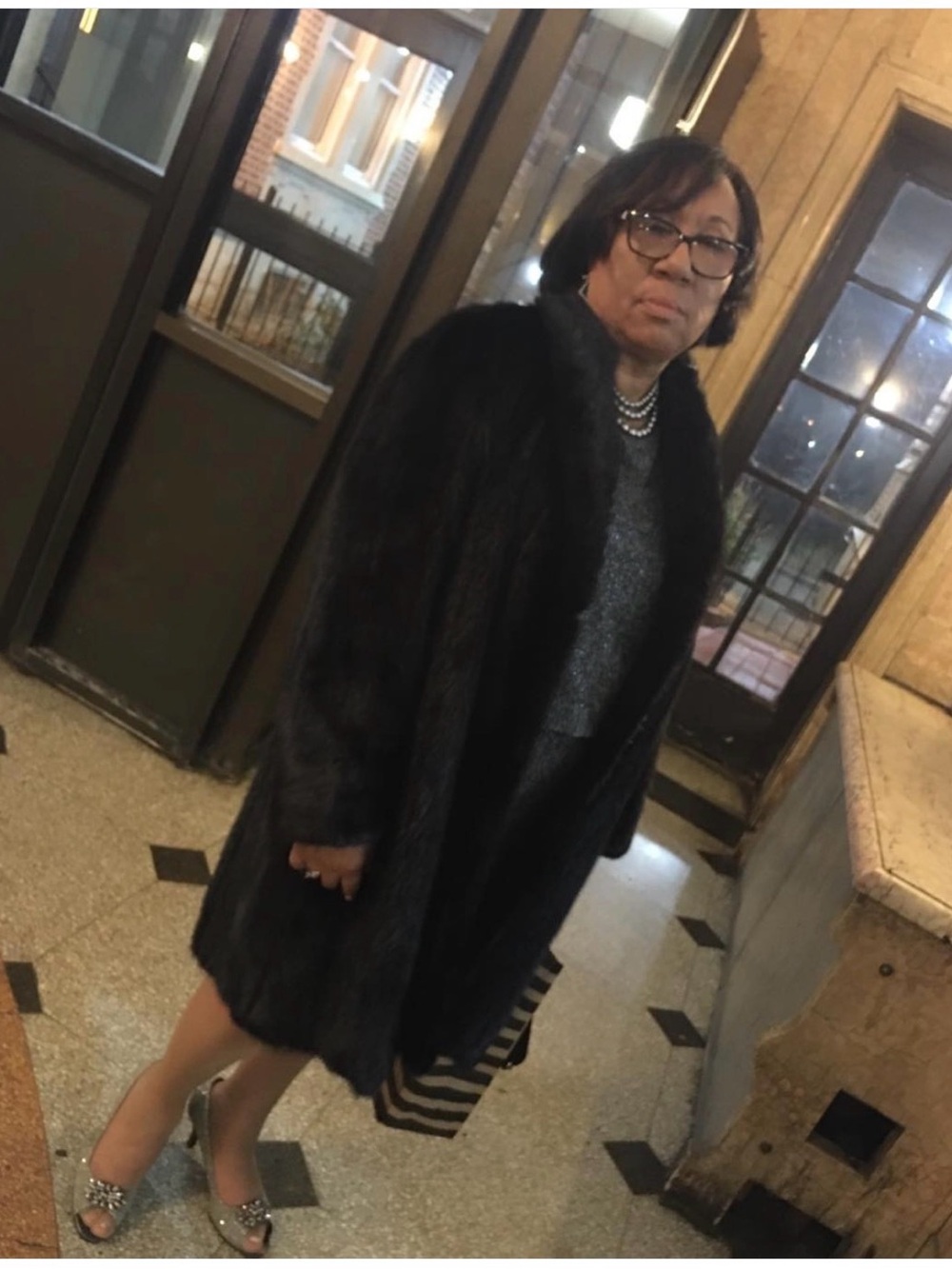 Women's Black Mink knee length Coat